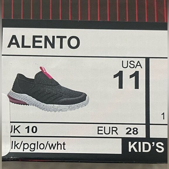 Fila Alento, Kids Running Shoes, Black/Pink/White Easy Pull On Lace Free Size 11 - Picture 2 of 7